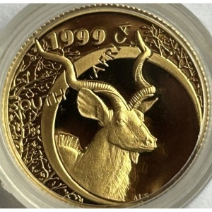 Аверс монеты ЮАР, 1/10 протеи, 1999, Природа - Куду /INAUGURATION 1999/