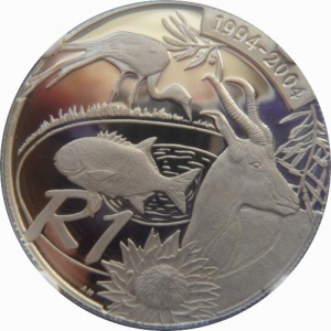 Реверс монеты ЮАР, 1 ранд, 2004, 10 лет демократии в ЮАР