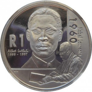 Реверс монеты ЮАР, 1 ранд, 2005, Лауреаты Нобелевской премии - Альберт Лутули