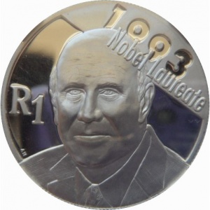 Реверс монеты ЮАР, 1 ранд, 2007, Лауреаты Нобелевской премии - Фредерик Виллем Де Клерк