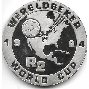 Реверс монеты ЮАР, 2 ранда, 1994, Чемпионат мира по футболу 1994, США