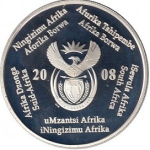 Аверс монеты ЮАР, 2 ранда, 2008, Чемпионат мира по футболу 2010, ЮАР