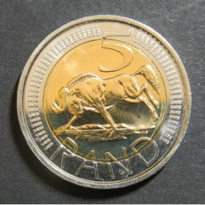 Реверс монеты ЮАР, 5 рандов, 2010, Чемпионат мира по футболу в Южной Африке 2010 - Стадион «Эллис Парк» в Йоханнесбурге