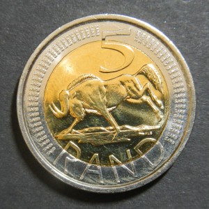 Реверс монеты ЮАР, 5 рандов, 2010, Чемпионат мира по футболу в Южной Африке 2010 - Стадион в Порт-Элизабет