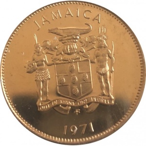 Аверс монеты Ямайка, 1 цент, 1971-1975