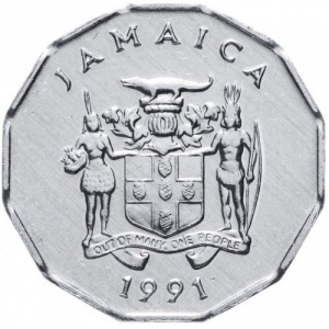 Аверс монеты Ямайка, 1 цент, 1975-2002