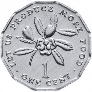 Реверс монеты Ямайка, 1 цент, 1975-2002