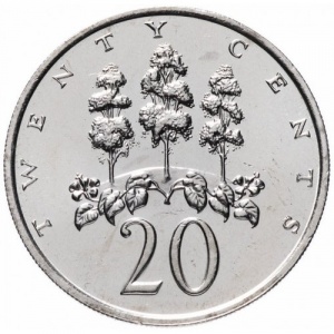 Реверс монеты Ямайка, 20 центов, 1969-1990