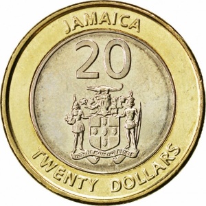 Аверс монеты Ямайка, 20 долларов, 2000-2008