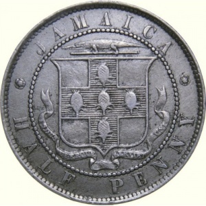 Реверс монеты Ямайка, ½ пенни, 1869-1900