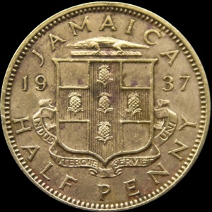 Реверс монеты Ямайка, ½ пенни, 1937