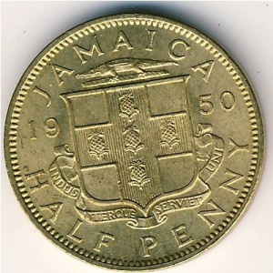Реверс монеты Ямайка, ½ пенни, 1950-1952