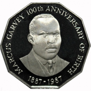 Реверс монеты Ямайка, 50 центов, 1987, 100 лет со дня рождения Маркуса Гарви