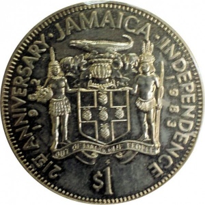 Аверс монеты Ямайка, 1 доллар, 1983, 21 год Независимости /Бустаманте/