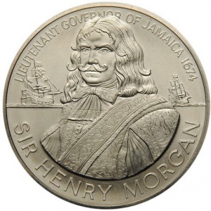 Реверс монеты Ямайка, 10 долларов, 1974, Сэр Генри Морган