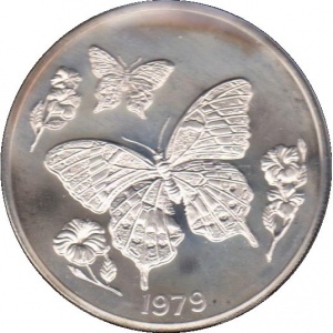 Реверс монеты Ямайка, 10 долларов, 1979, Бабочка