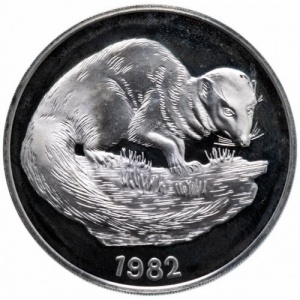 Реверс монеты Ямайка, 10 долларов, 1982, Индийский мунго