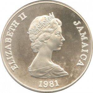 Аверс монеты Ямайка, 10 долларов, 1981, Королевская свадьба
