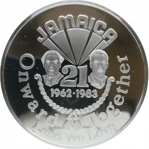 Реверс монеты Ямайка, 10 долларов, 1983, 21 год Независимости