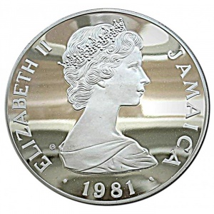 Аверс монеты Ямайка, 25 долларов, 1981, Королевская свадьба