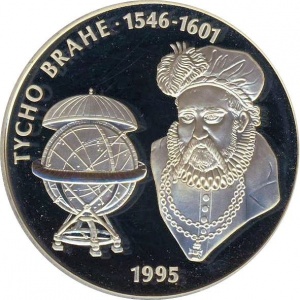 Реверс монеты Ямайка, 25 долларов, 1995, Тихо Браге