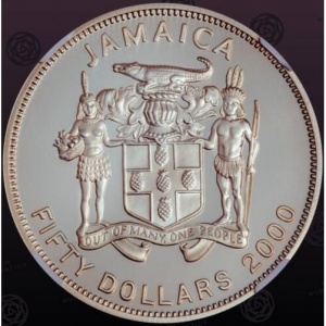 Аверс монеты Ямайка, 50 долларов, 2000, Миллениум