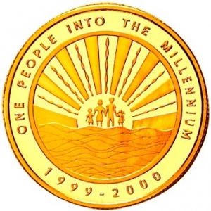 Реверс монеты Ямайка, 100 долларов, 2000, Миллениум