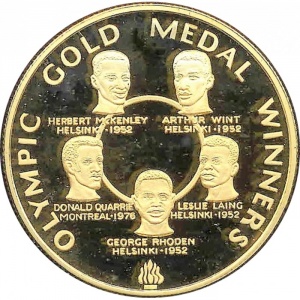 Реверс монеты Ямайка, 250 долларов, 1980, Олимпийские чемпионы