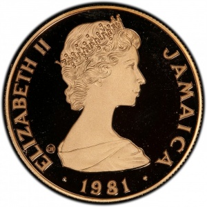 Аверс монеты Ямайка, 250 долларов, 1981, Королевская свадьба