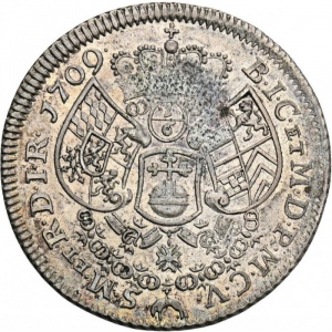 Реверс монеты Юлих-Берг, ⅙ талера, 1709