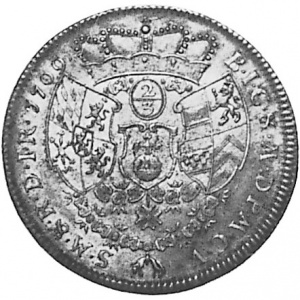 Реверс монеты Юлих-Берг, ⅔ талера, 1709-1710