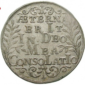 Реверс монеты Юлих-Берг, ⅙ талера, 1653, Смерть Вольфганга Вильгельма