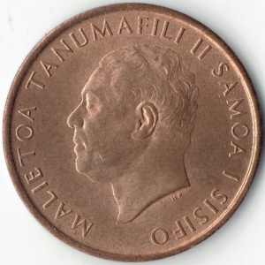 Аверс монеты Самоа, 2 сене, 1967