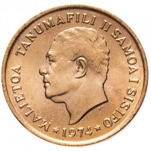 Аверс монеты Самоа, 2 сене, 1974-1996