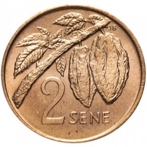 Реверс монеты Самоа, 2 сене, 1974-1996