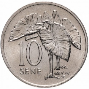 Реверс монеты Самоа, 10 сене, 1974-2000
