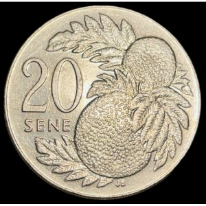 Реверс монеты Самоа, 20 сене, 2002-2006