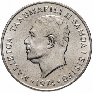 Аверс монеты Самоа, 50 сене, 1974-2000