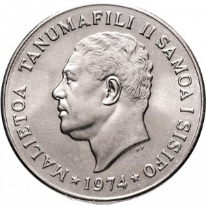 Аверс монеты Самоа, 1 тала, 1974