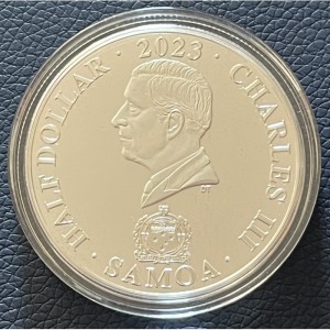 Аверс монеты Самоа, ½ доллара, 2023, История НАСА - Испытание Ориона