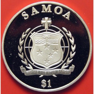 Аверс монеты Самоа, 1 доллар, 2014, Канонизация Иоанна Павла II