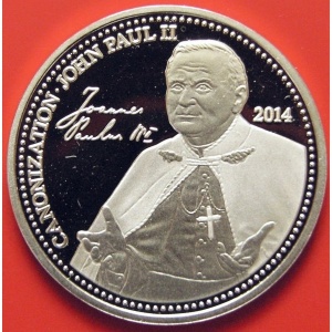 Реверс монеты Самоа, 1 доллар, 2014, Канонизация Иоанна Павла II