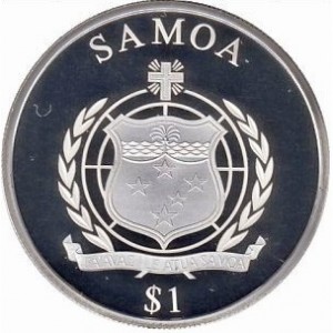 Аверс монеты Самоа, 1 доллар, 2015, 25 лет объединению Германии