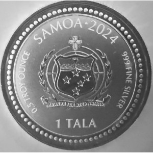 Аверс монеты Самоа, 1 тала, 2024, Китайский гороскоп - год дракона