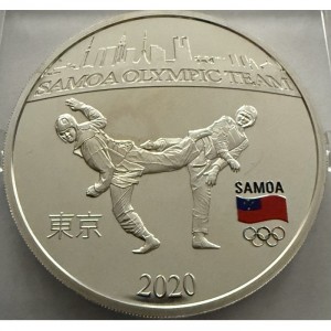 Реверс монеты Самоа, 2 доллара, 2020, Олимпийская сборная Самоа /Тхэквондо/