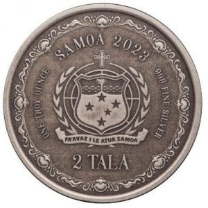 Аверс монеты Самоа, 2 тала, 2023, Русалочка Мать и Дочь / Состаренная/