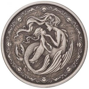Реверс монеты Самоа, 2 тала, 2023, Русалочка Мать и Дочь / Состаренная/