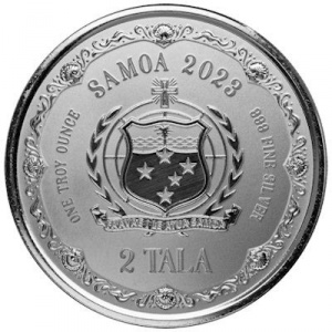 Аверс монеты Самоа, 2 тала, 2023, Русалочка Мать и Дочь, Цветное покрытие