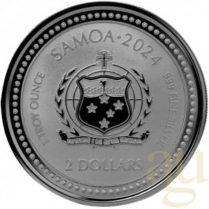 Аверс монеты Самоа, 2 доллара, 2024, Морской конек /BU/
