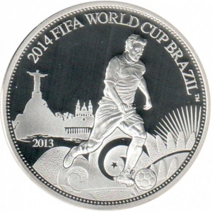 Реверс монеты Самоа, 5 долларов, 2013, Чемпионат мира по футболу в Бразилии 2014